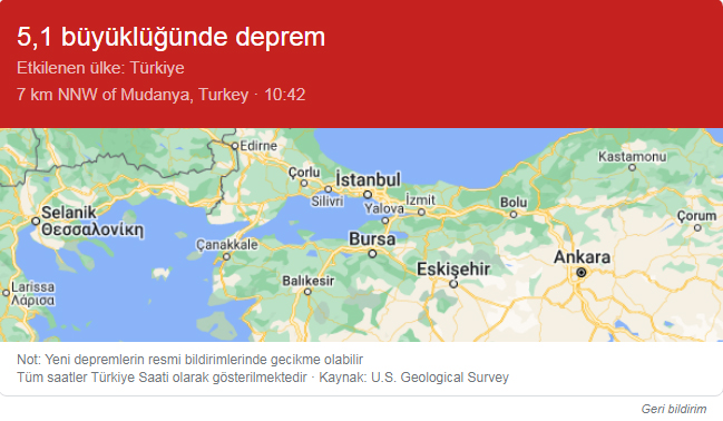 Marmara'da 5.1 Büyüklüğünde Deprem! 